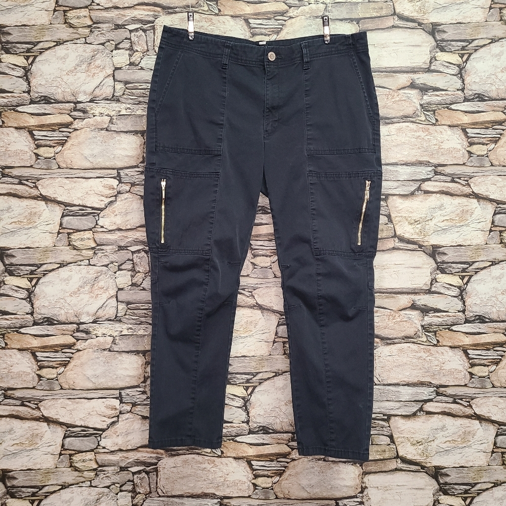 White House Black Market Womens Skinny Leg Capri Pants Size 12 Black Zipper WHBM